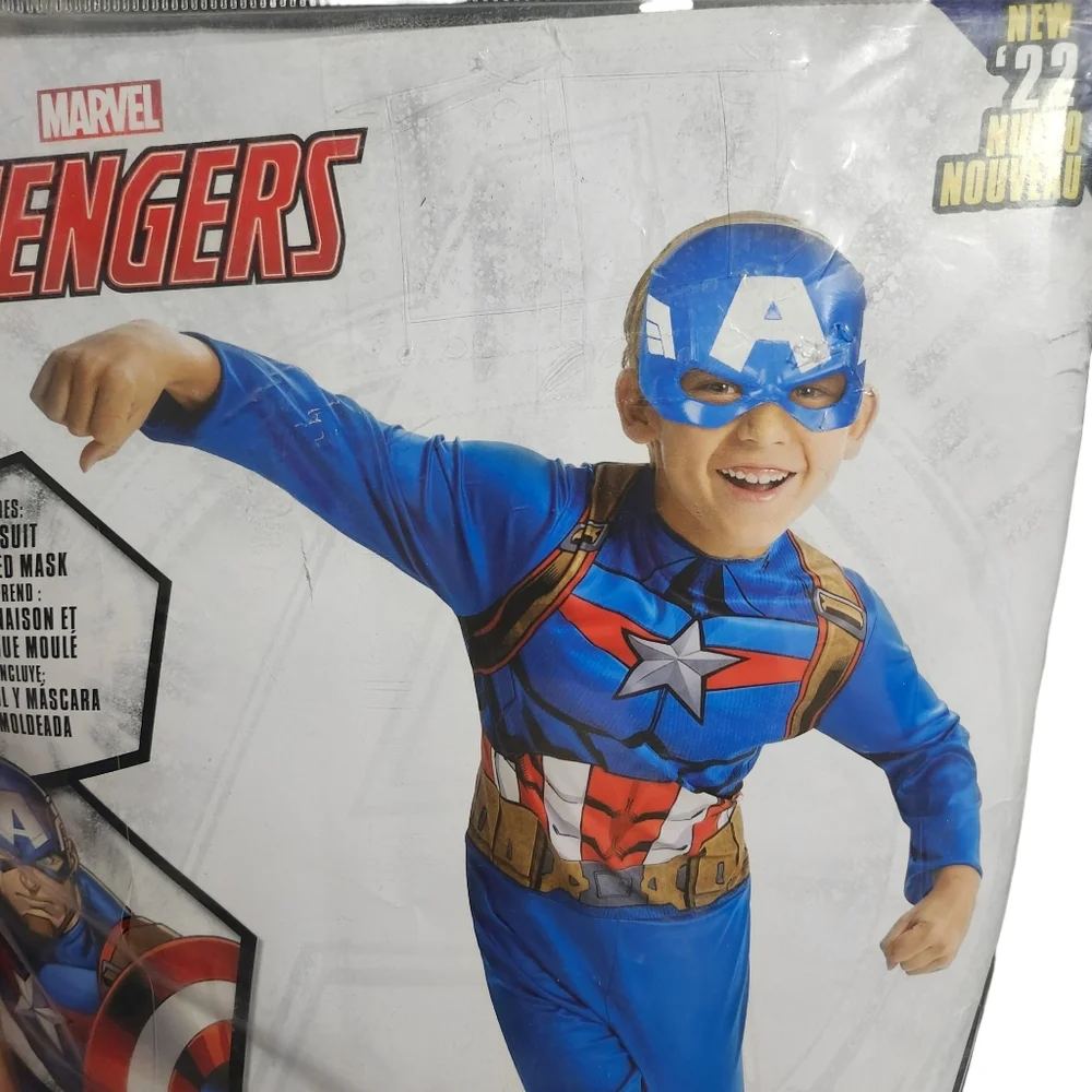 Avengers Captain America Child Costume Boys Size Large 12 - 14 Blue
